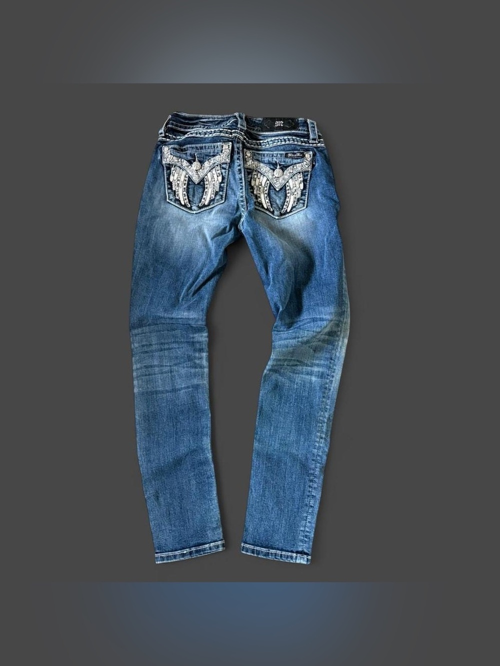 Miss Me blue jeans with silver accents size 26 #denim #embellished